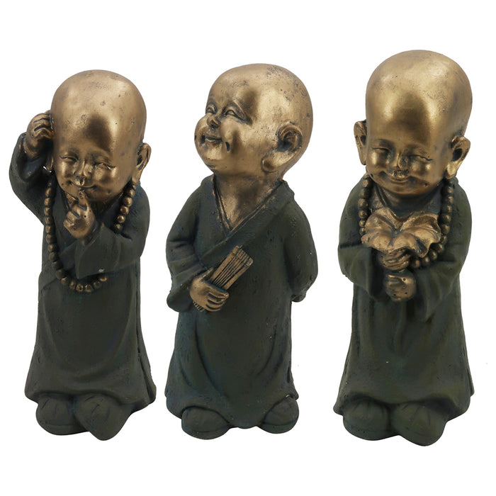 Set of 3 Monk Statues 33cm